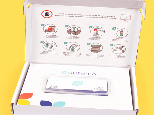 Inside of Autumn's at home DNA test kit box